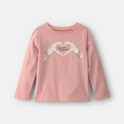 Girls 'Friends Forever' Halloween Long-Sleeve Graphic Tee - Pink