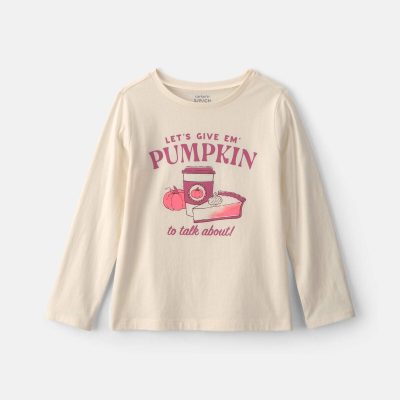 Girls Pumpkin Long-Sleeve Graphic Tee - Cream