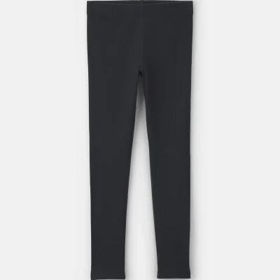 Girls Pull-On Stretch Rib Leggings - Black