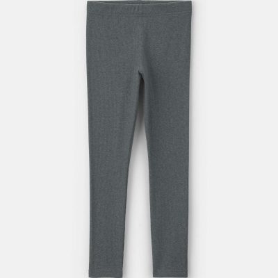 Girls Pull-On Stretch Rib Leggings - Grey