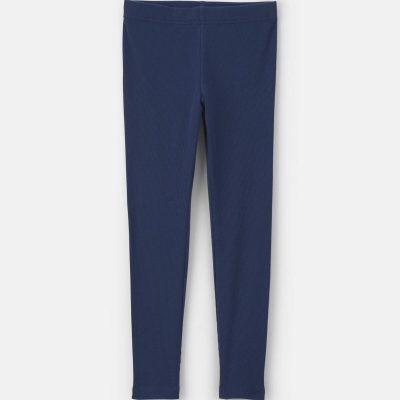 Girls Pull-On Stretch Rib Leggings - Navy Blue