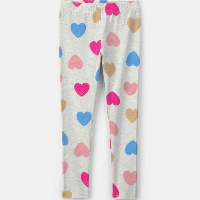 Girls Heart Pull-On Stretch Leggings