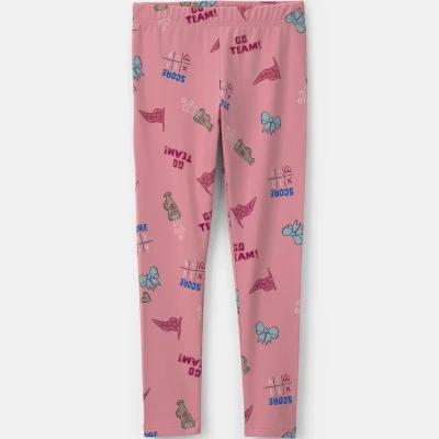 Girls School Spirit Pull-On Stretch Leggings - Pink