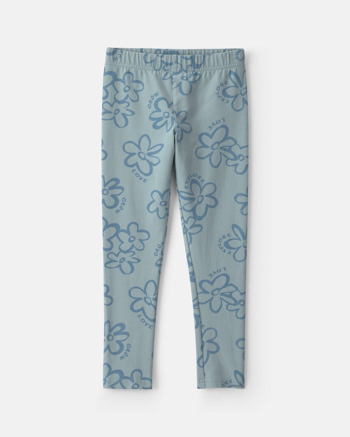 Girls Floral Pull-On Stretch Leggings - Blue