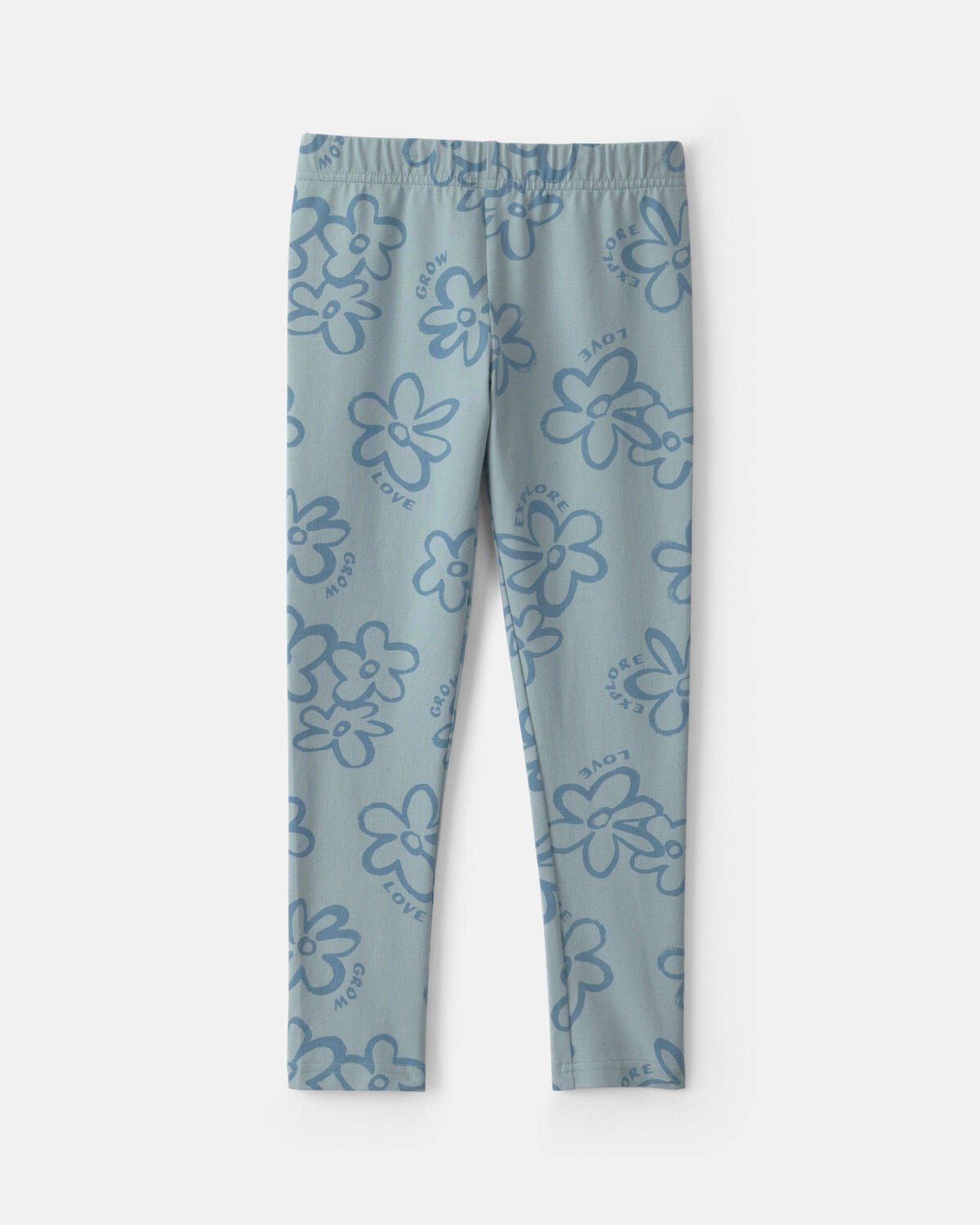 Girls Floral Pull-On Stretch Leggings - Blue - Image 2