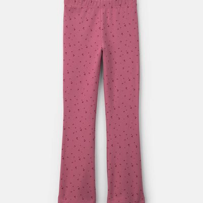 Girls Heart Cotton Pull-On Stretch Flare Leggings - Pink