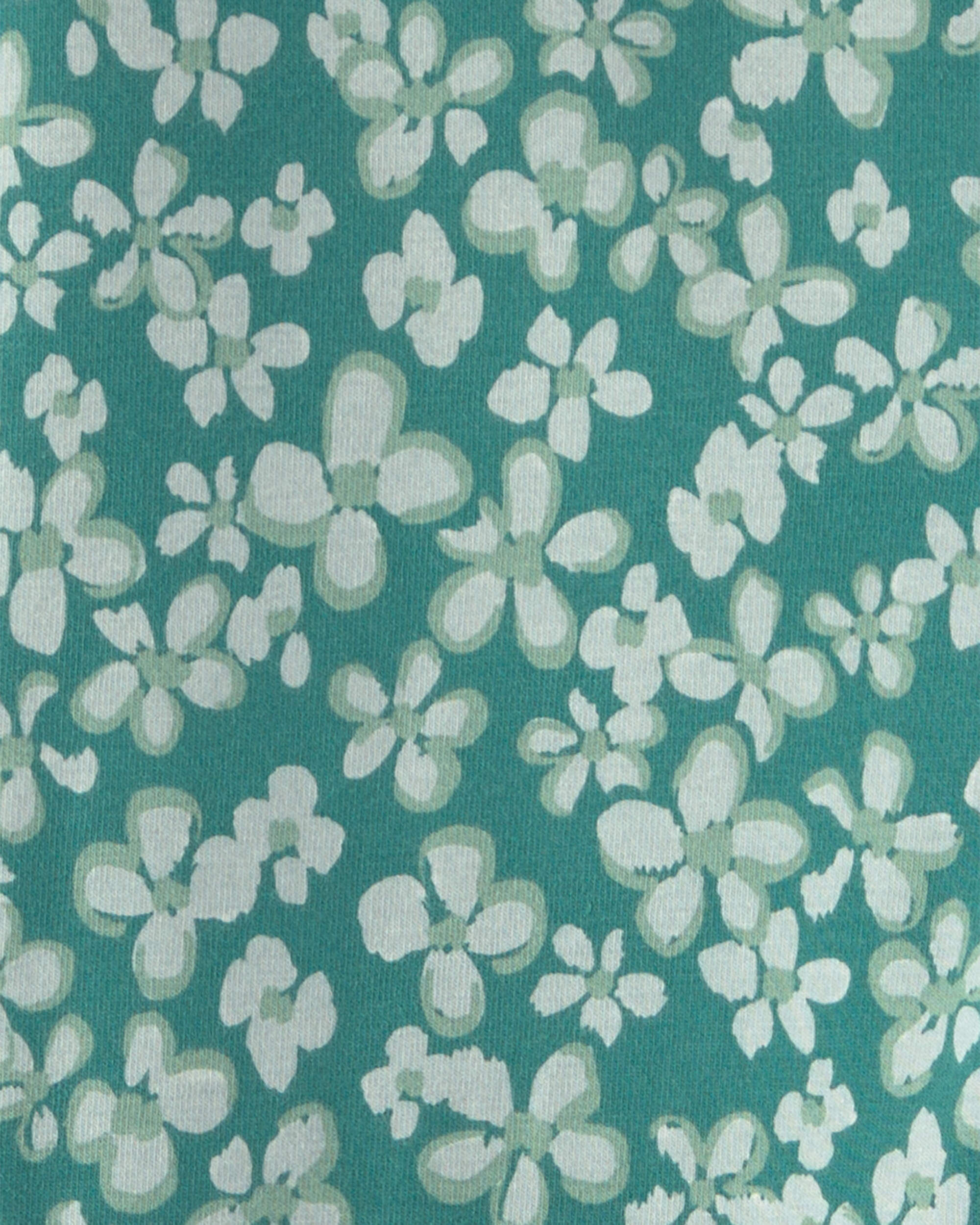 Girls Floral Cotton Pull-On Stretch Flare Leggings - Green - Image 4