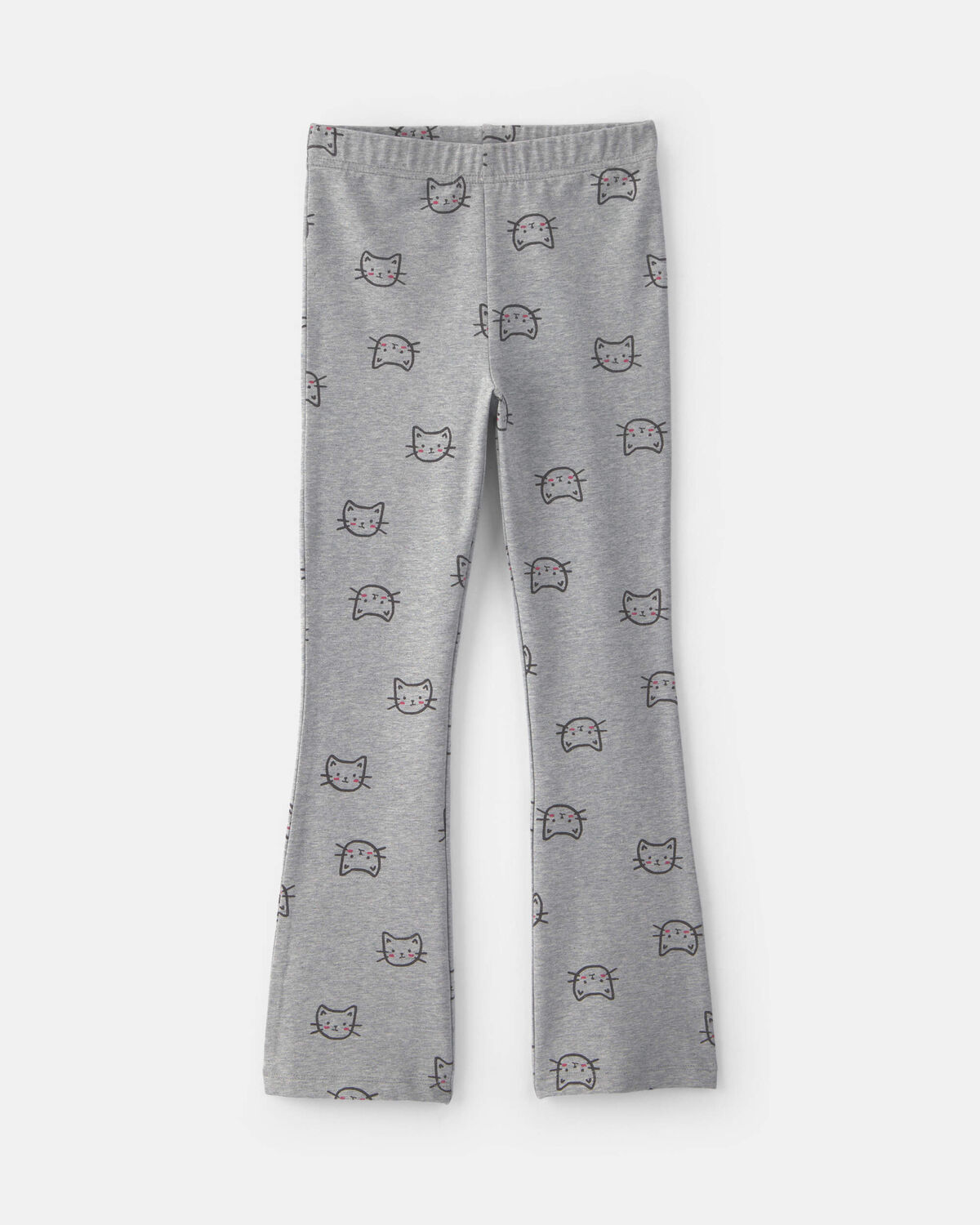 Girls Cat Cotton Pull-On Stretch Leggings - Grey