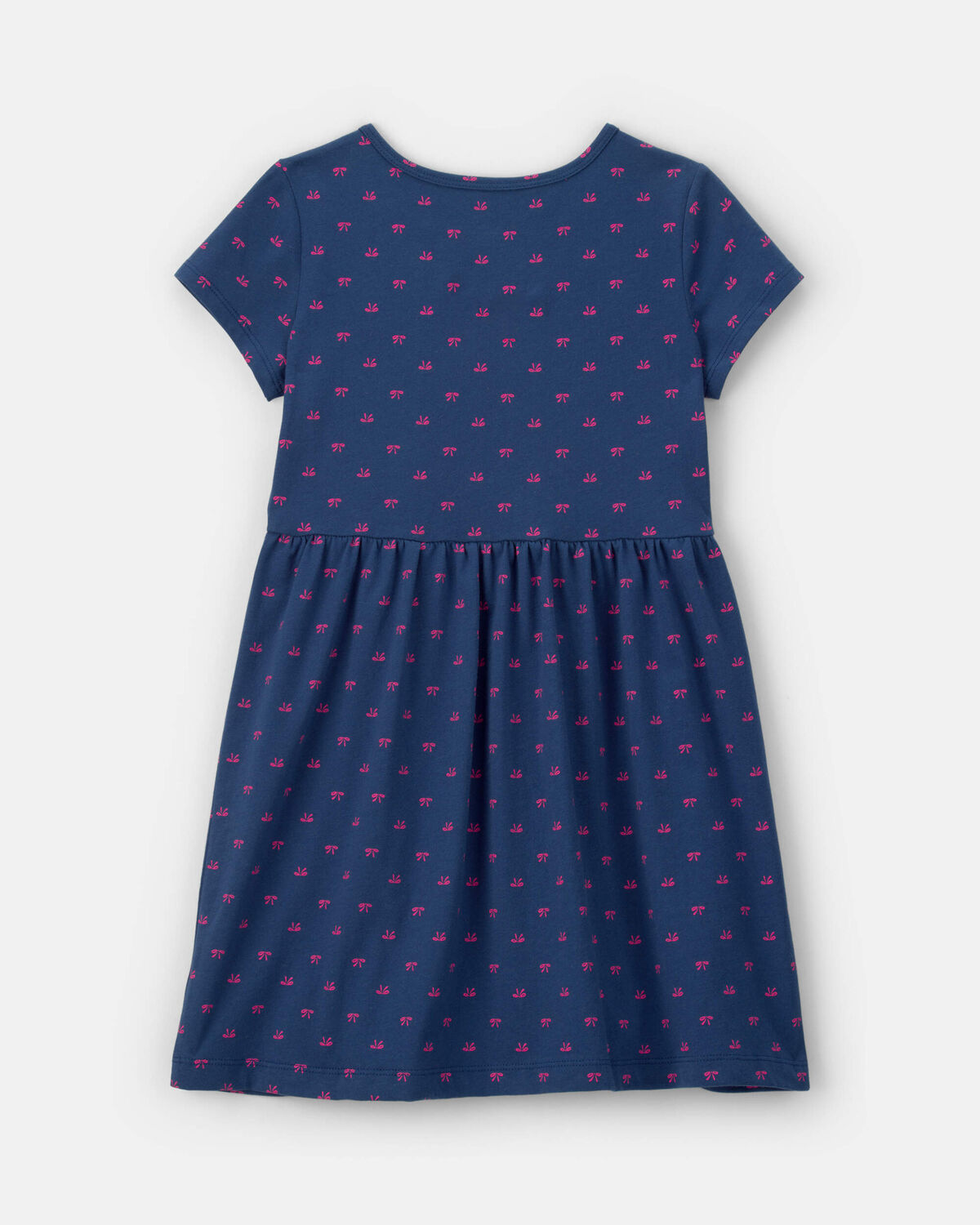 Girls Bow Short-Sleeve Dress - Navy Blue - Image 2