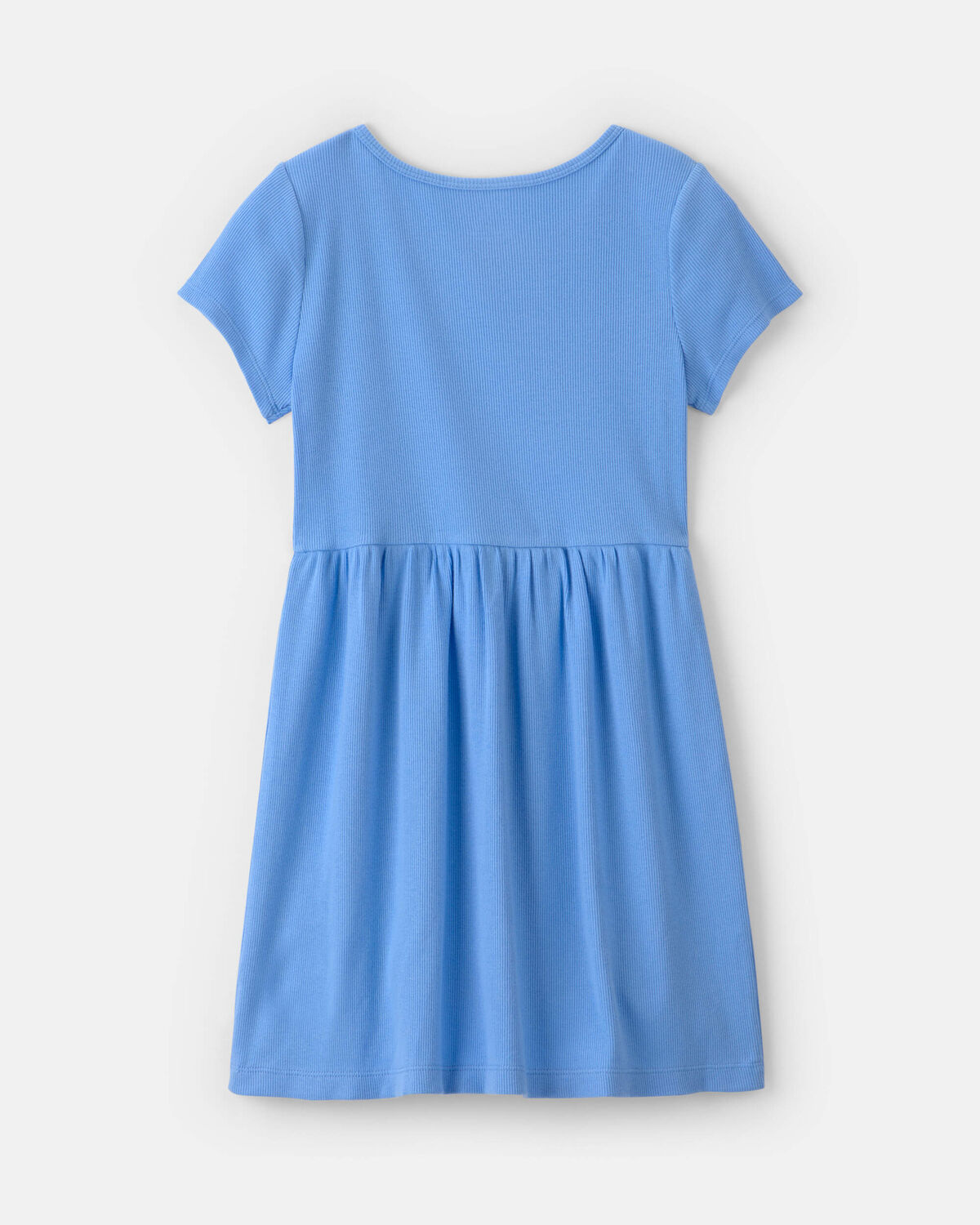 Girls Rib Short-Sleeve Dress - Blue - Image 2