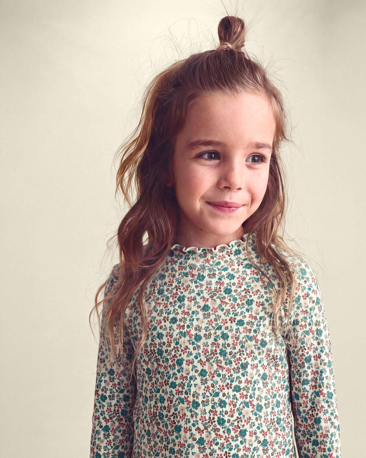 Girls Floral Long-Sleeve Mockneck Top - Image 3