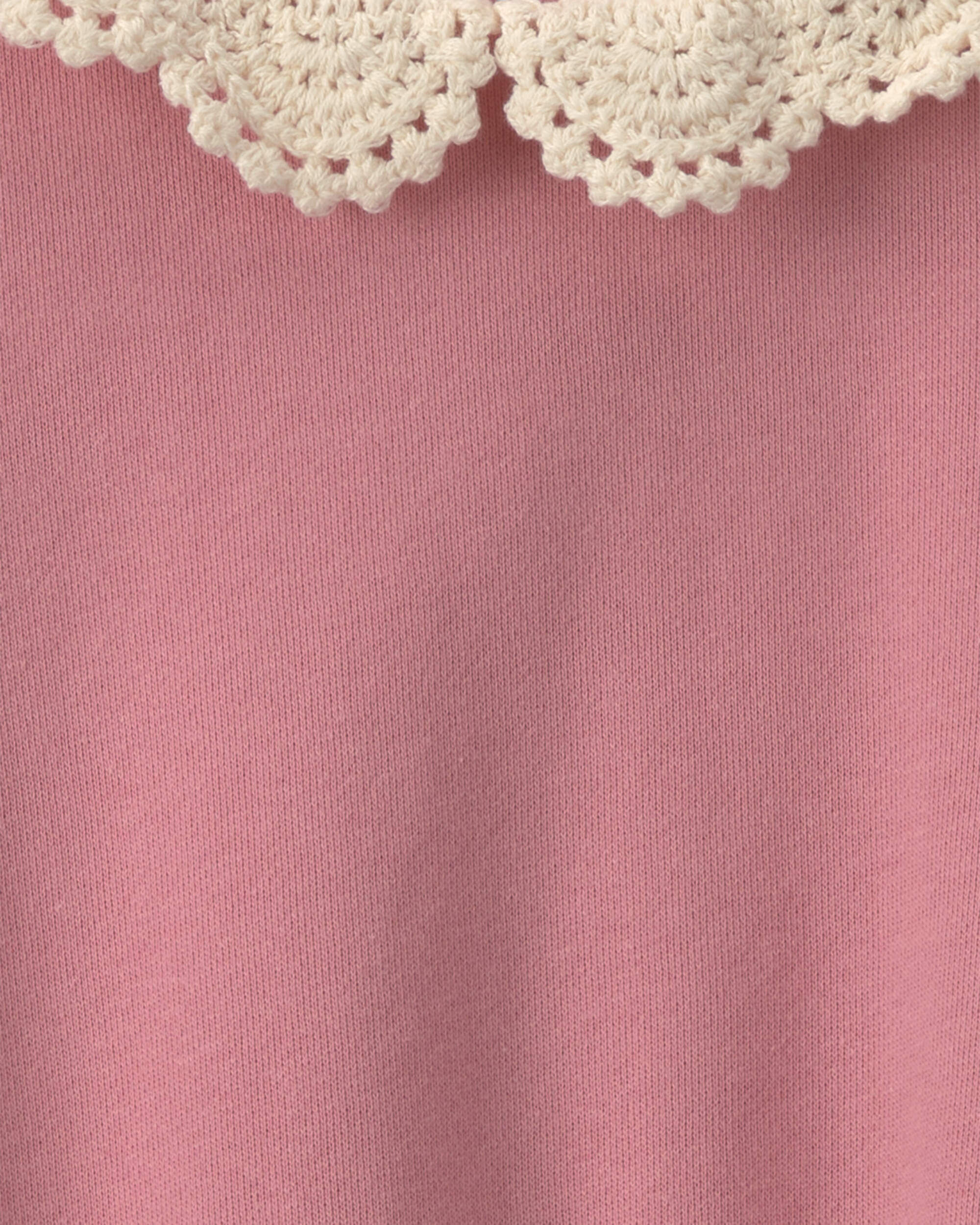 Girls Floral Collar French Terry Pullover Sweatshirt - Green - Image 5