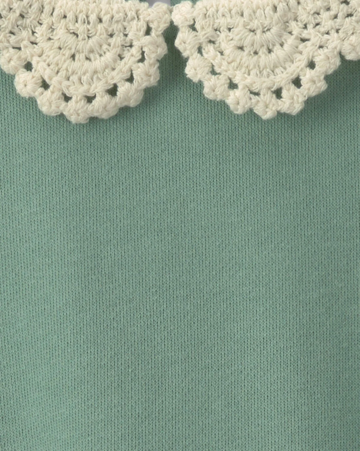 Girls Floral Collar French Terry Pullover Sweatshirt - Green - Image 2