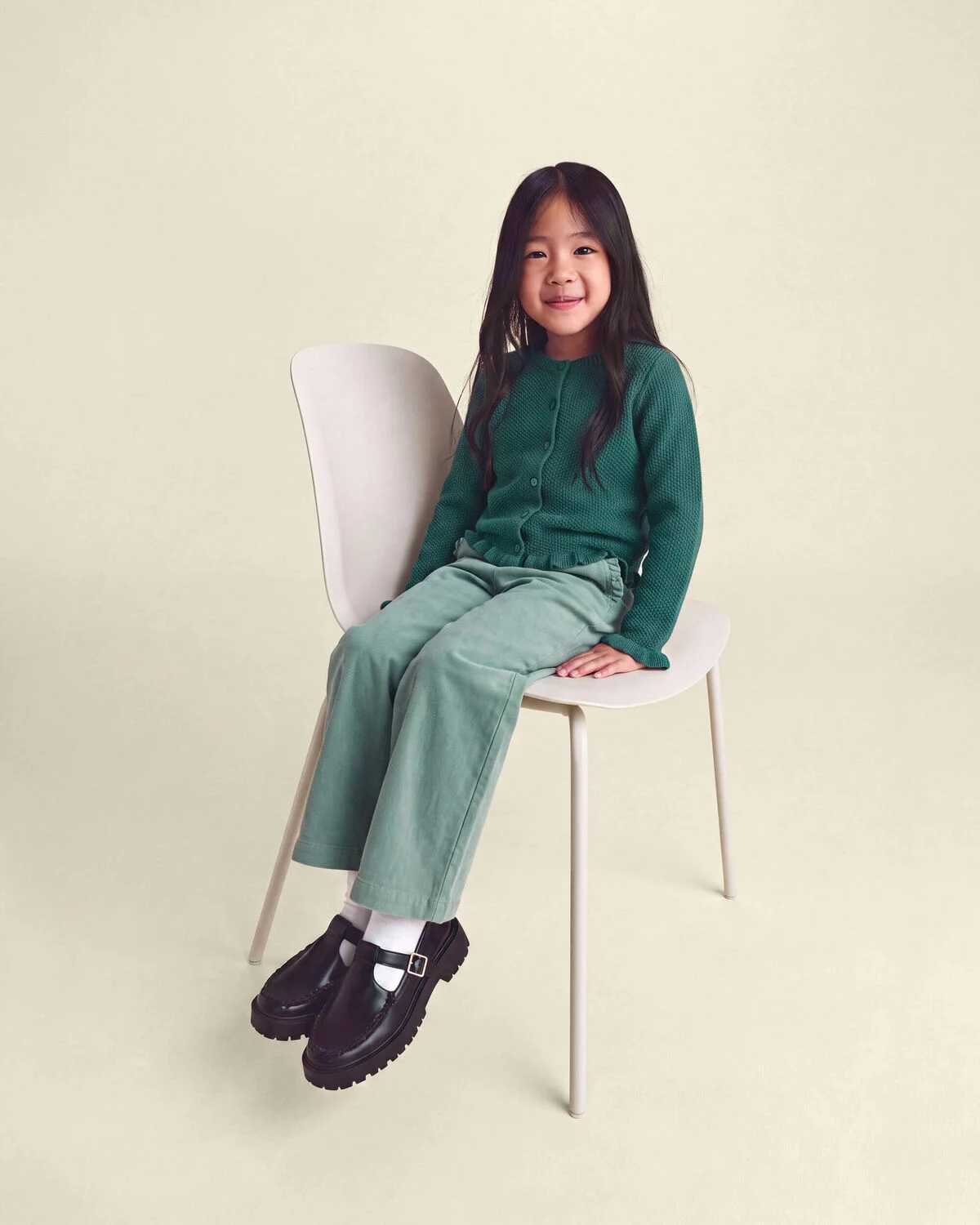 Girls Corduroy Wide-Leg Pants - Green - Image 4
