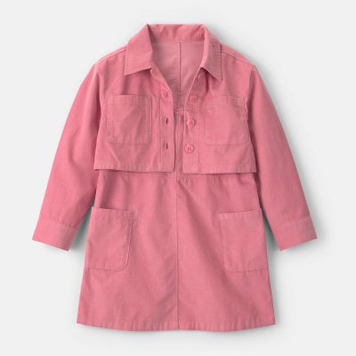 Girls 2-Piece Corduroy Long-Sleeve Jacket & Dress Set - Pink