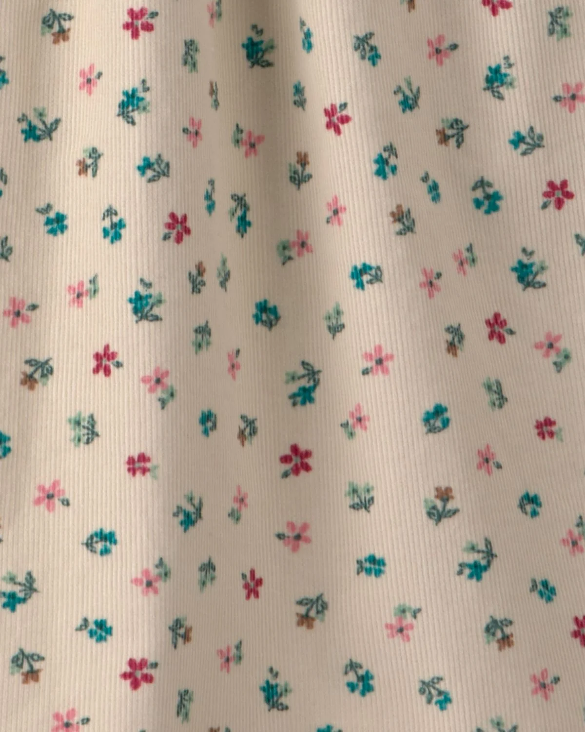 Girls Floral Collared Corduroy Dress - Cream - Image 3