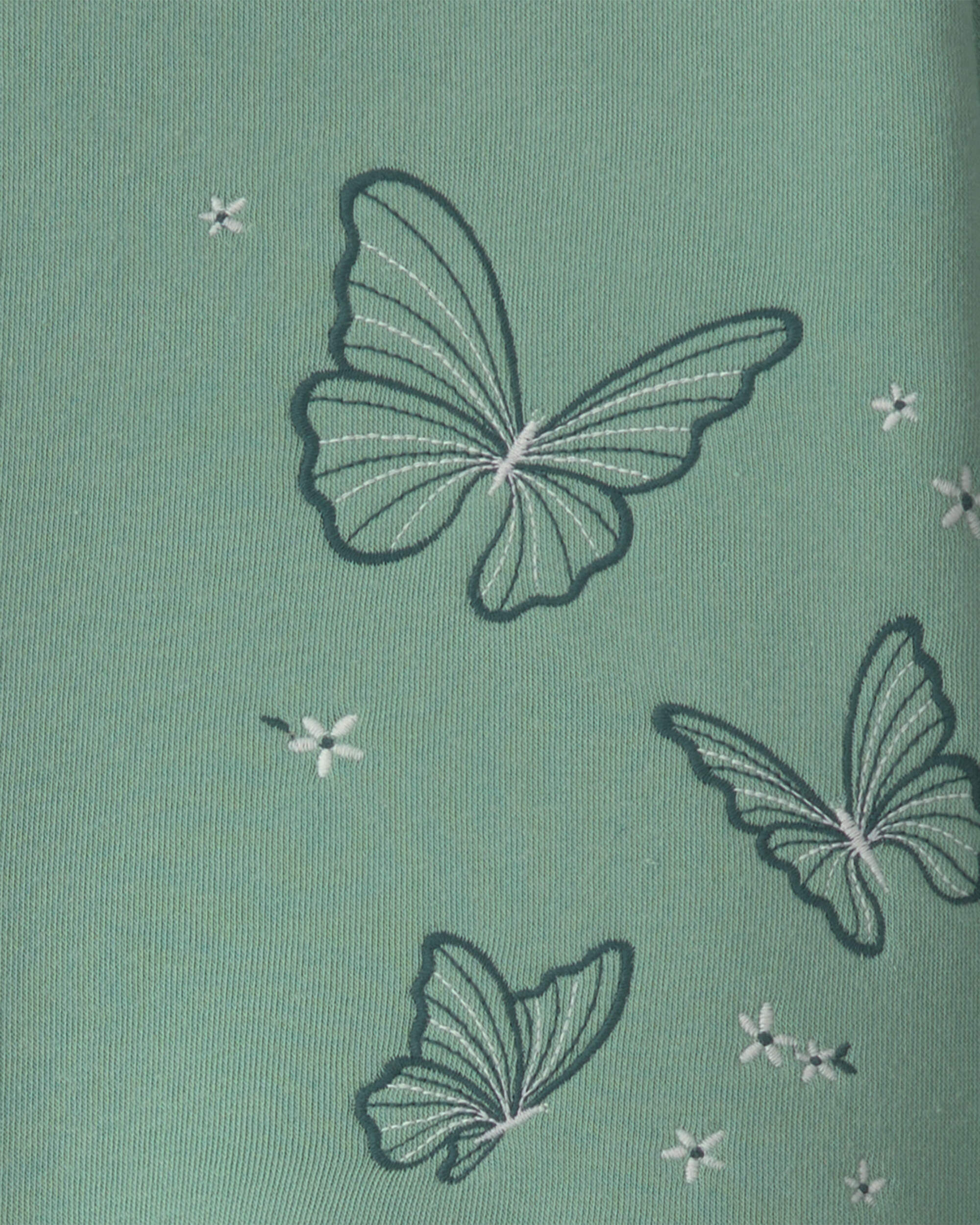 Girls 2-Piece Butterfly Fleece Long-Sleeve Top & Pant Set - Green - Image 6