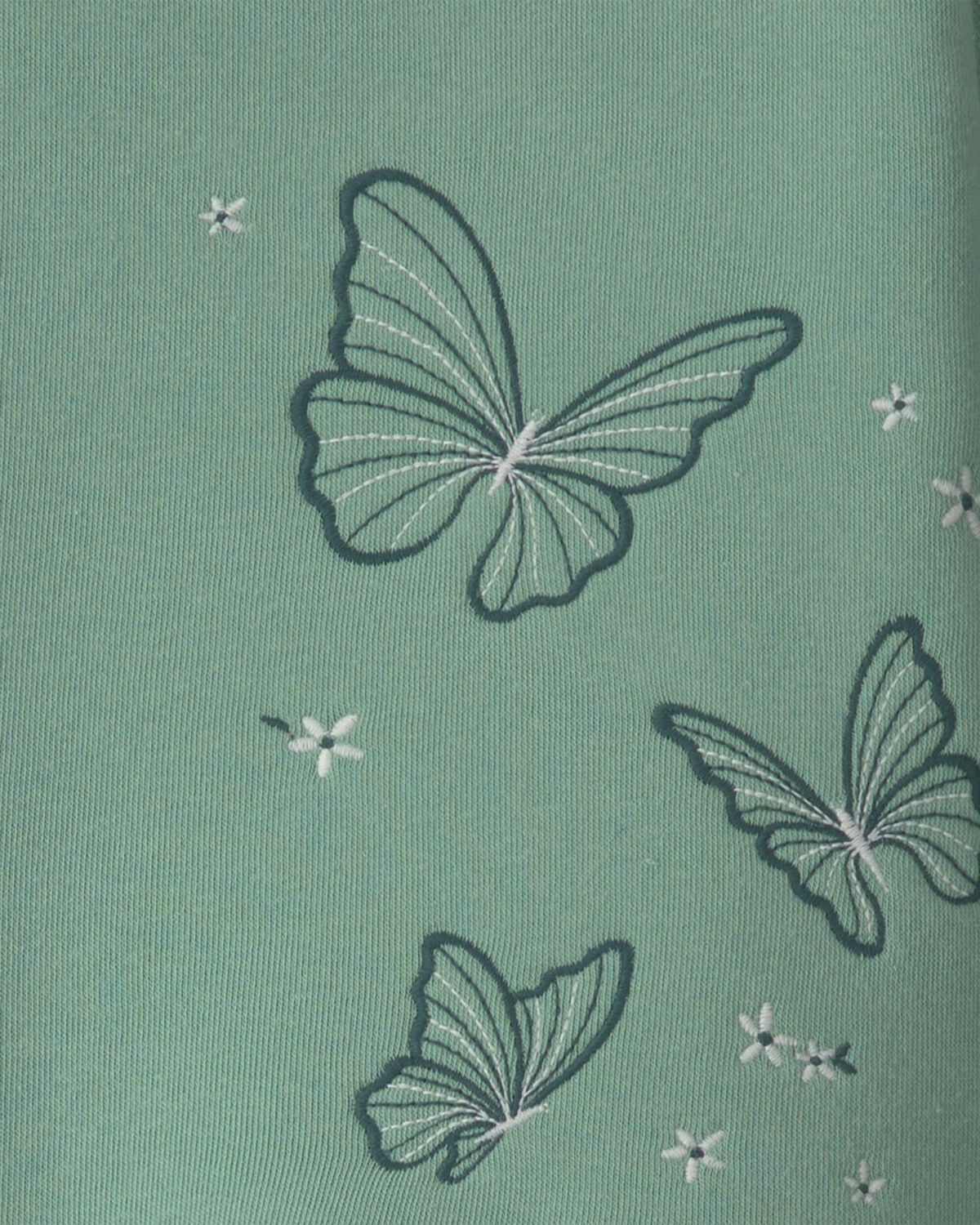 Girls 2-Piece Butterfly Fleece Long-Sleeve Top & Pant Set - Green - Image 4