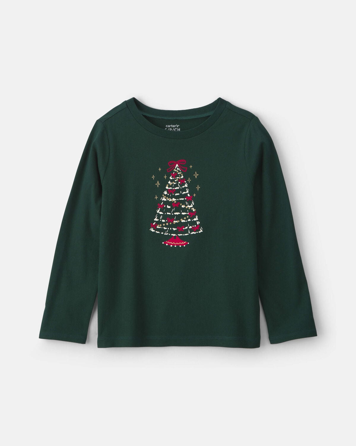 Girls Christmas Tree Long-Sleeve Graphic Tee - Green