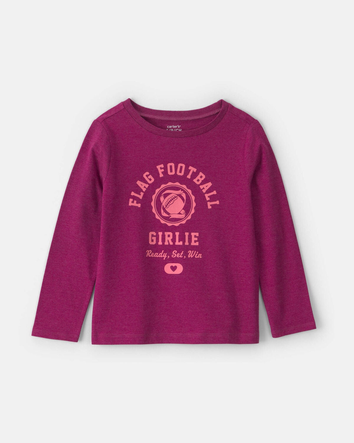 Girls 'Flag Football Girlie' Long-Sleeve Graphic Tee - Burgundy