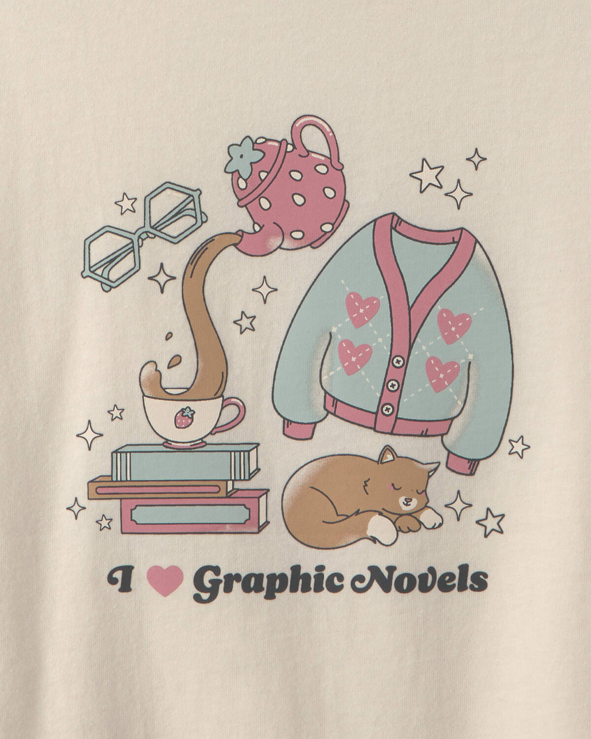 Girls Graphic Novels Long-Sleeve Graphic Tee - Cream - Image 2