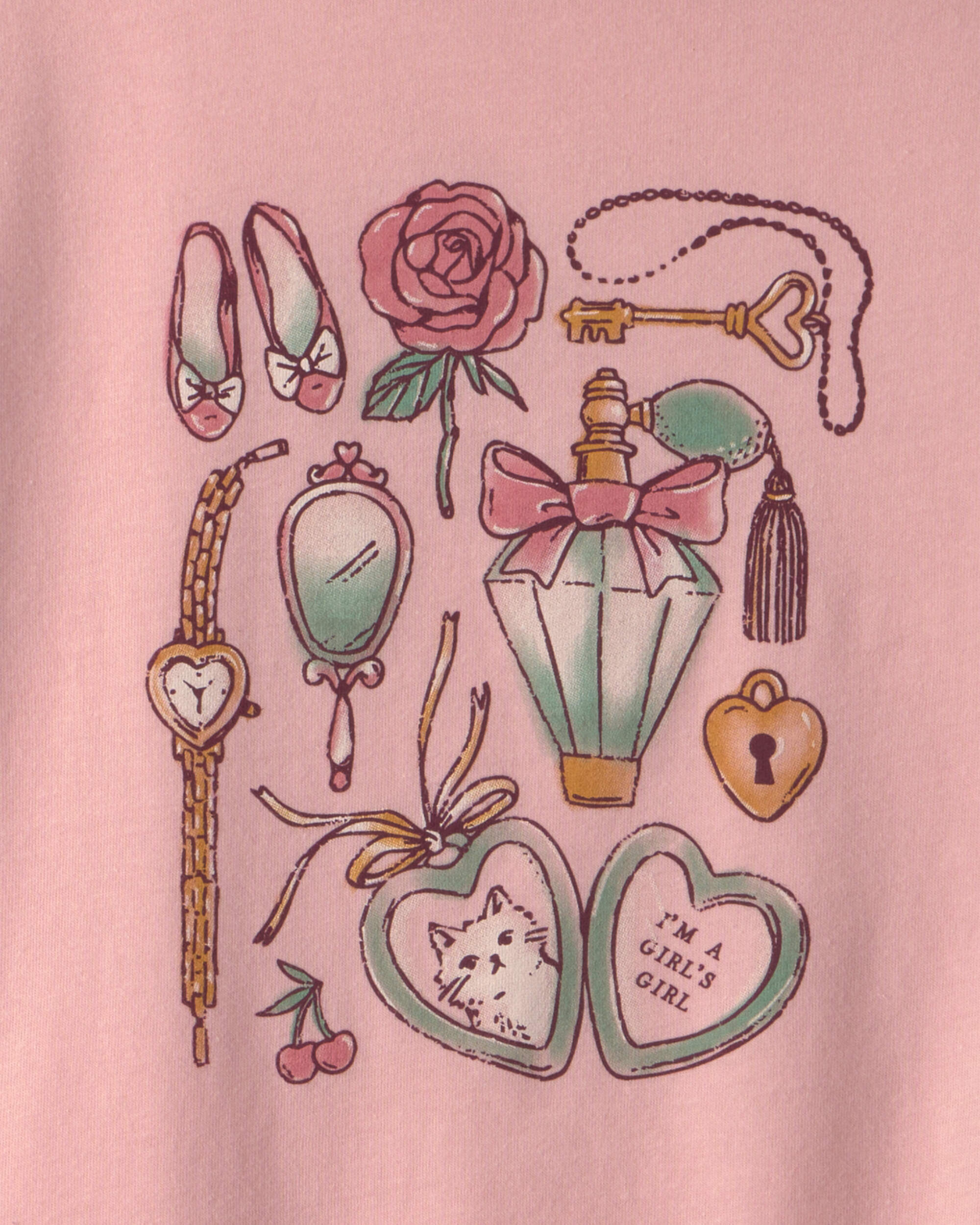 Girls Girly Icons Long-Sleeve Graphic Tee - Pink - Image 3