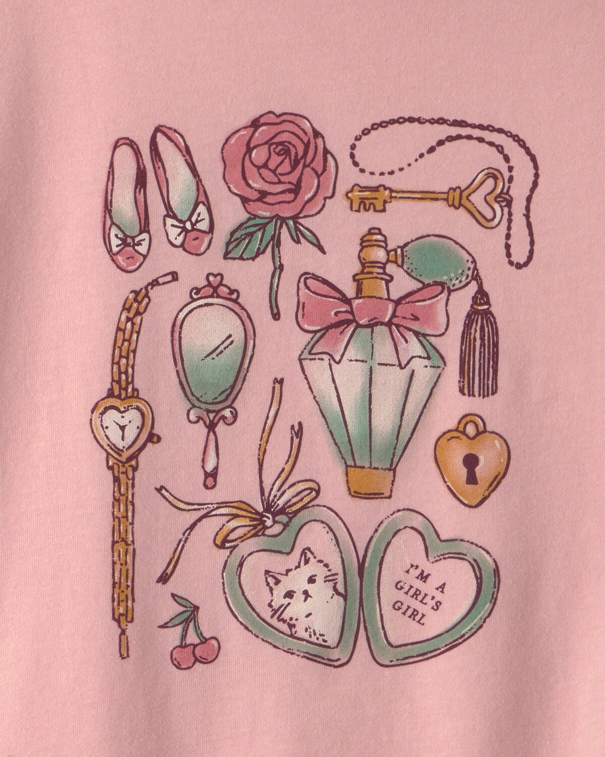 Girls Girly Icons Long-Sleeve Graphic Tee - Pink - Image 2