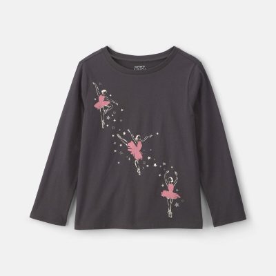 Girls Ballerina Long-Sleeve Graphic Tee - Black