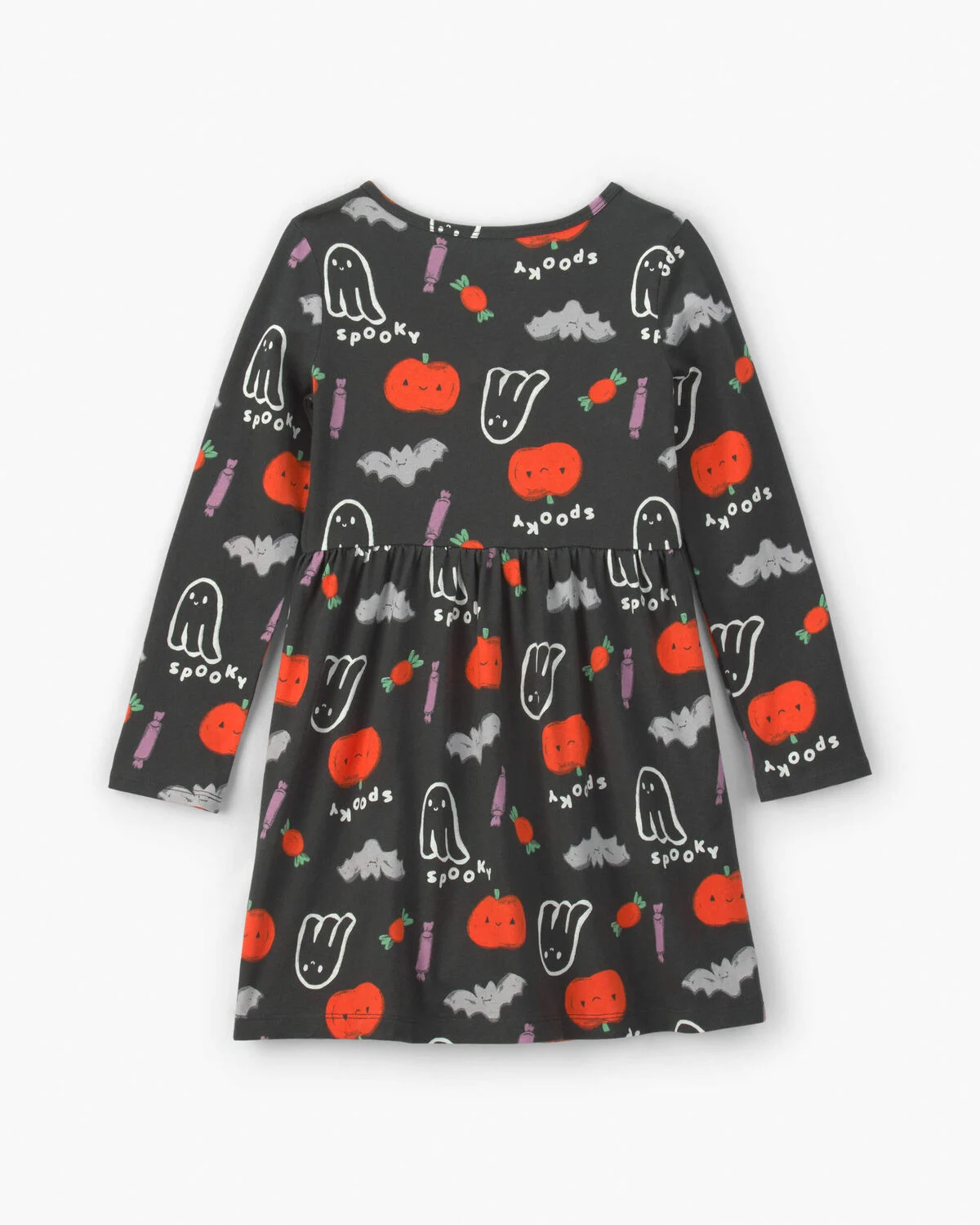 Girls Halloween Long-Sleeve Dress - Black/Orange - Image 2