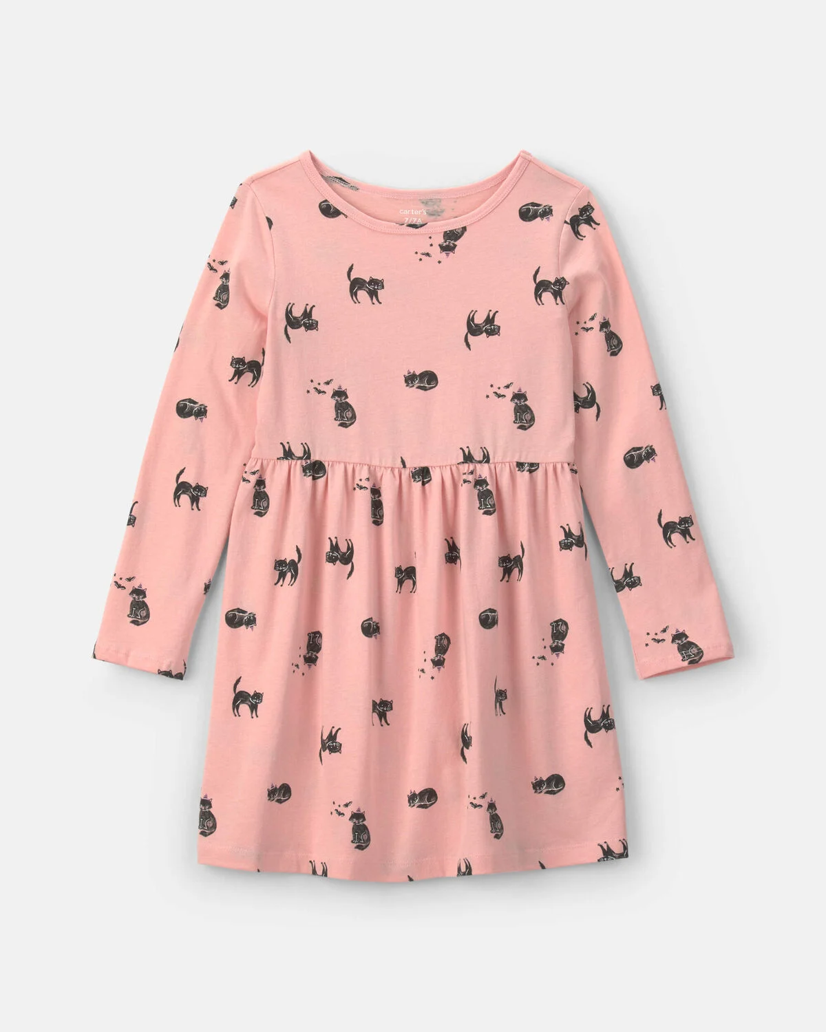Girls Halloween Cat Long-Sleeve Dress - Pink