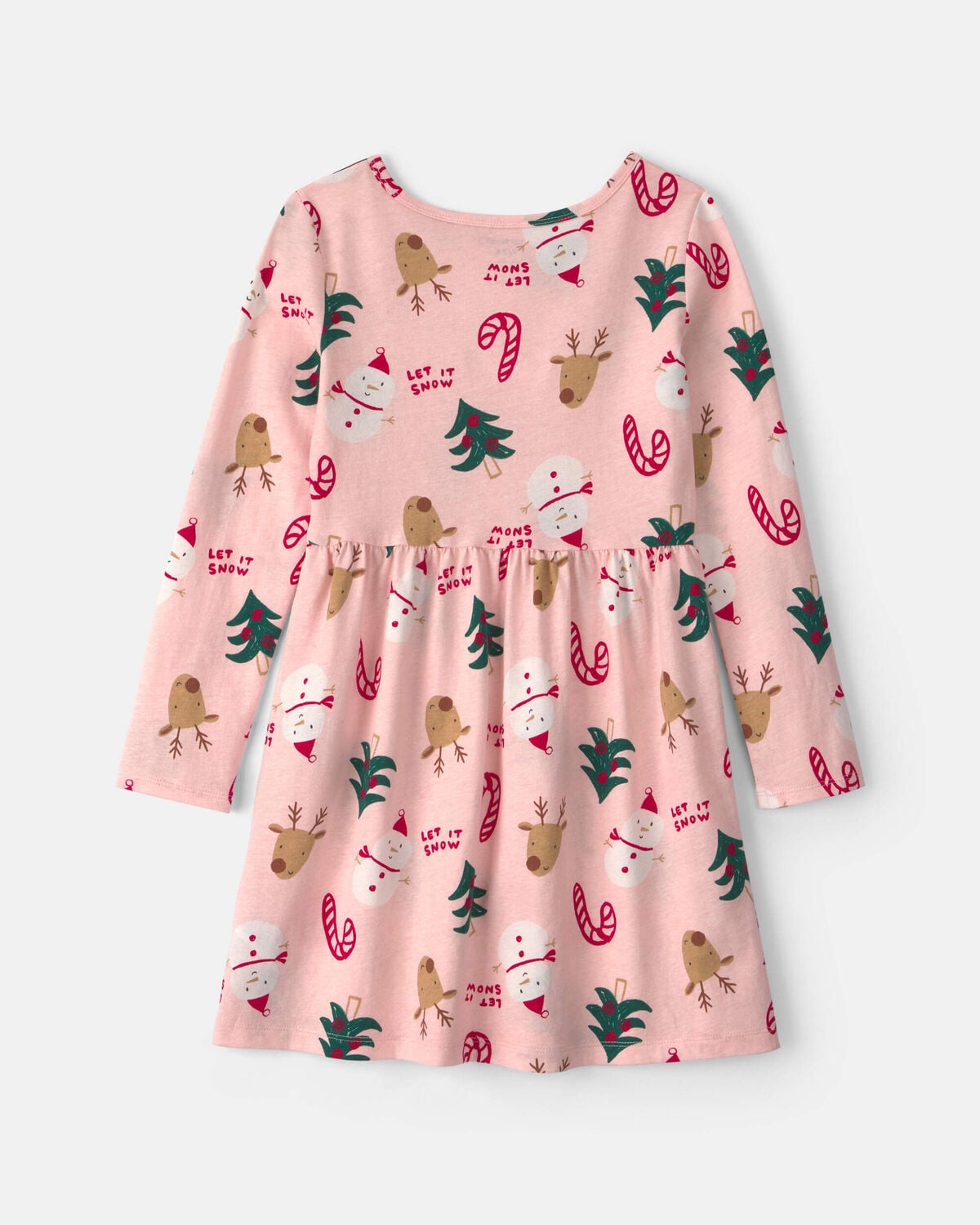 Girls Christmas Long-Sleeve Dress - Pink - Image 2