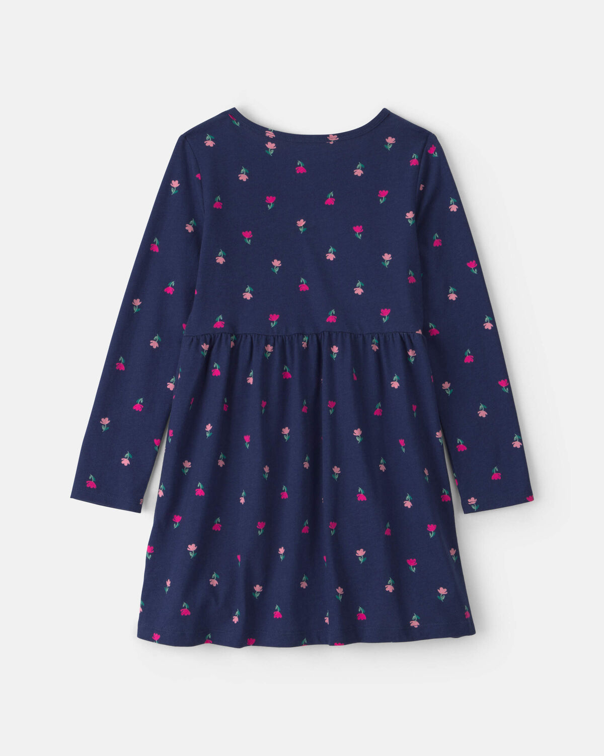 Girls Floral Long-Sleeve Dress - Navy Blue - Image 2