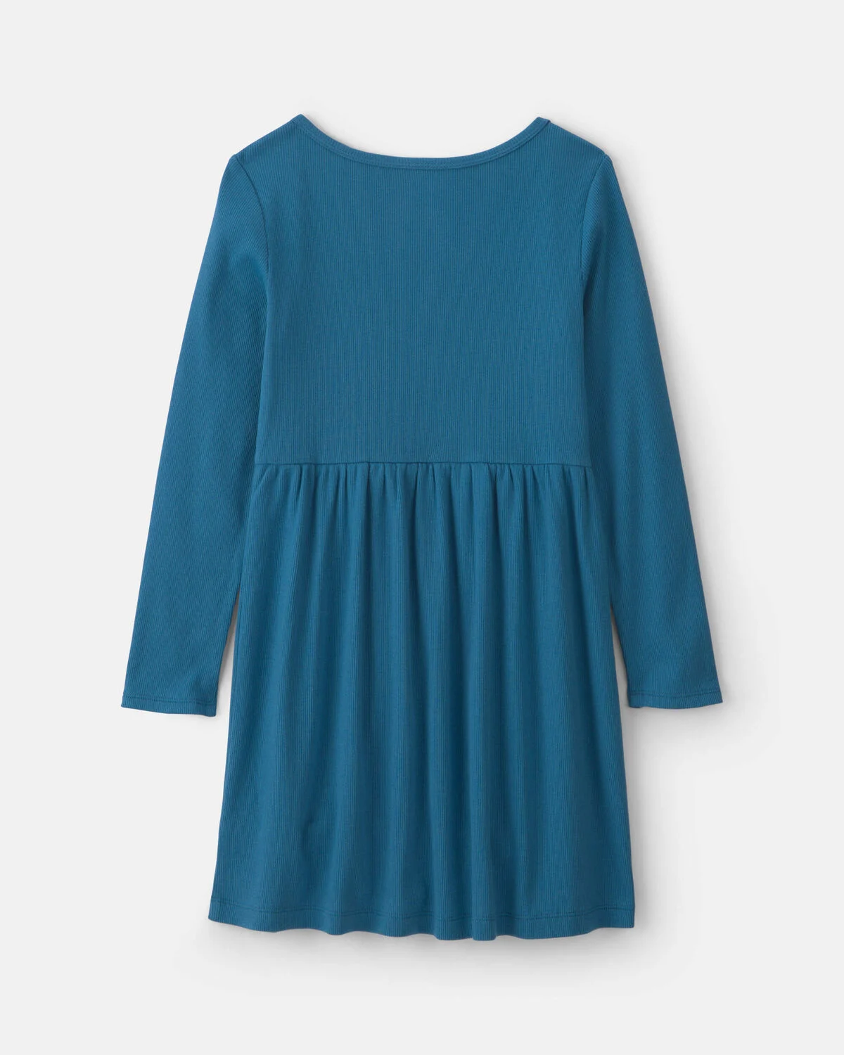 Girls Rib Long-Sleeve Dress - Blue - Image 2