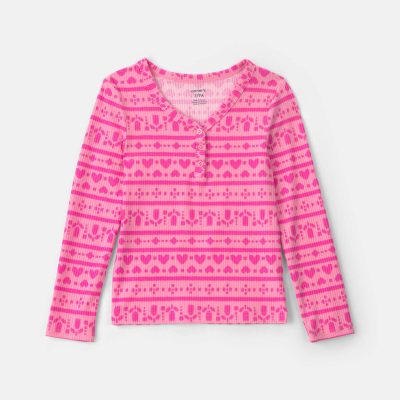 Girls Heart Heart Long-Sleeve Top - Pink