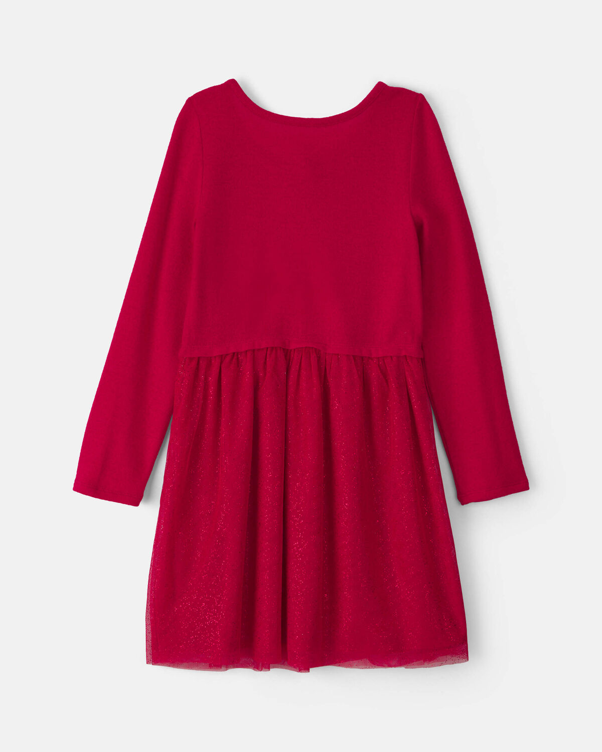 Girls Tulle Long-Sleeve Dress - Red - Image 2
