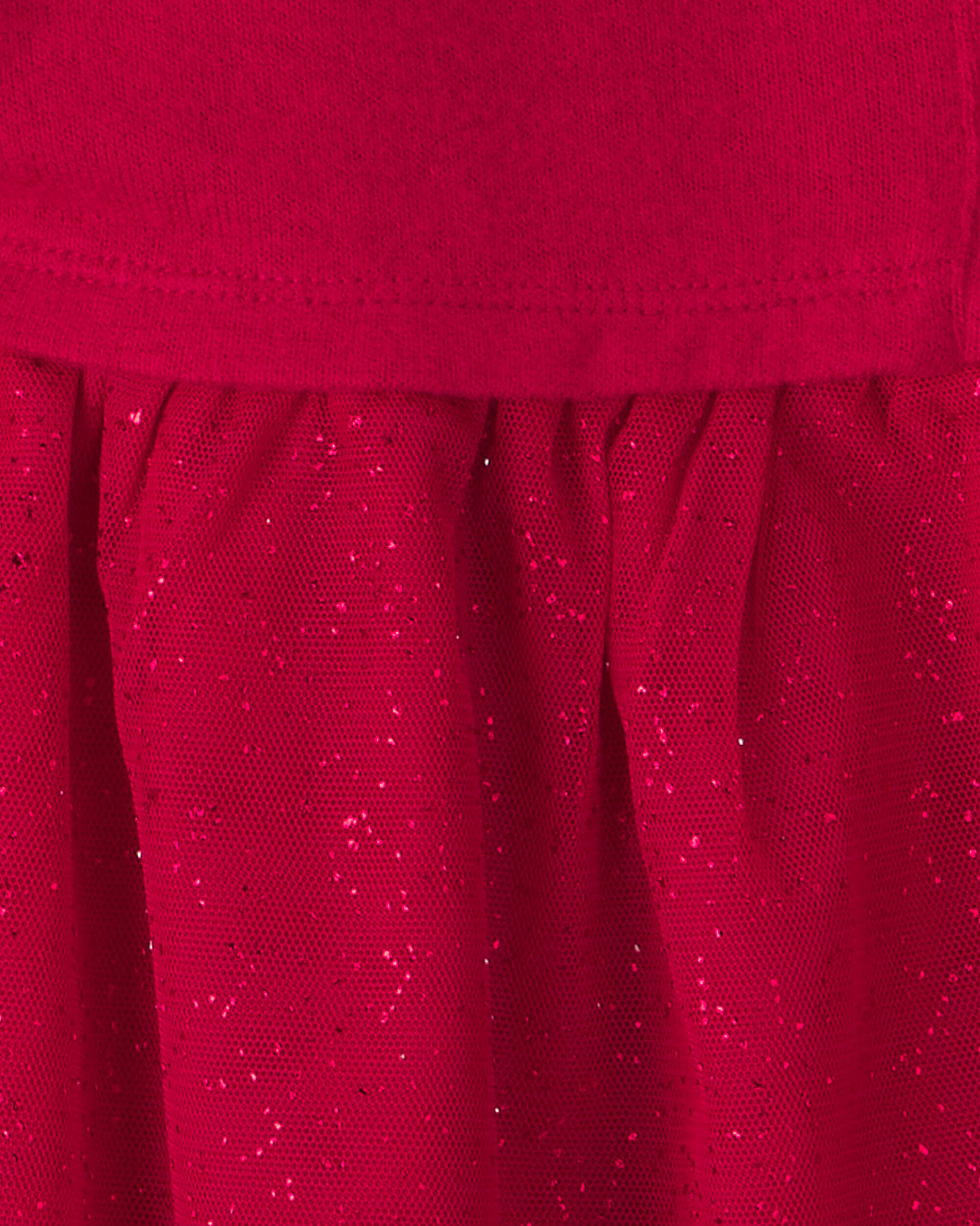 Girls Tulle Long-Sleeve Dress - Red - Image 4
