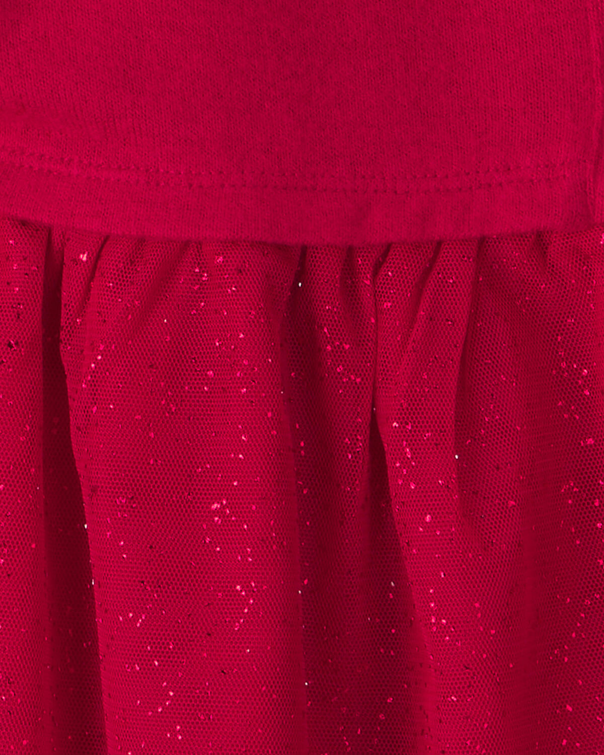 Girls Tulle Long-Sleeve Dress - Red - Image 3