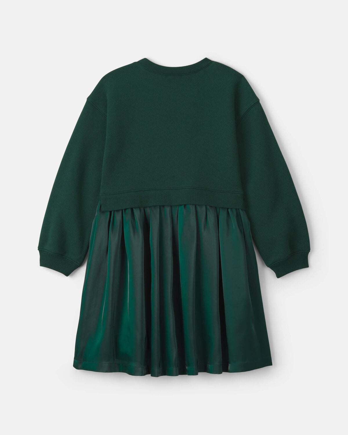 Girls Bow Layered Fleece Dress - Green - Image 2