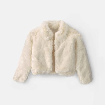 Girls Faux Fur Jacket - Cream