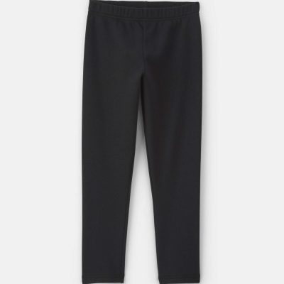 Girls Fleece Pull-On Stretch Leggings - Black