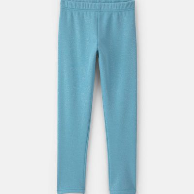 Girls Glitter Fleece Pull-On Stretch Leggings - Blue