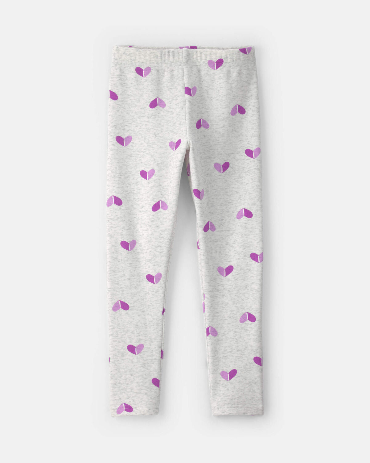 Girls Heart Fleece Pull-On Stretch Leggings - Grey/Purple