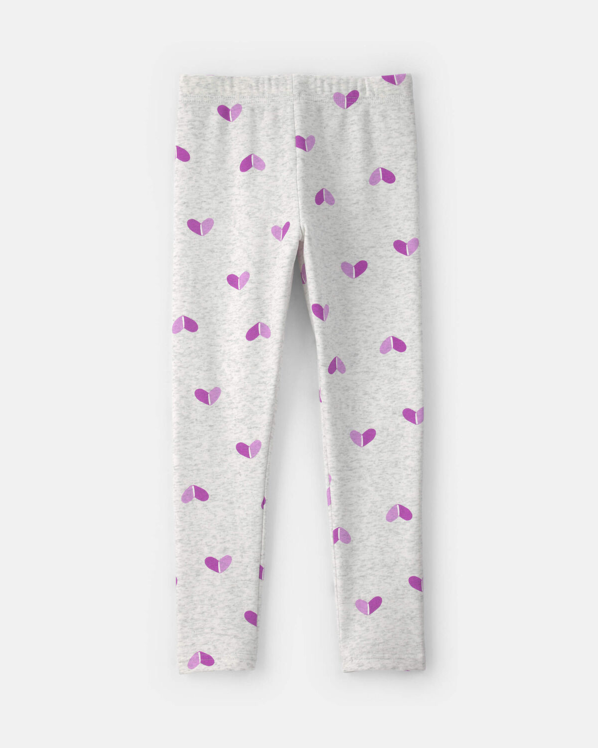 Girls Heart Fleece Pull-On Stretch Leggings - Grey/Purple - Image 2