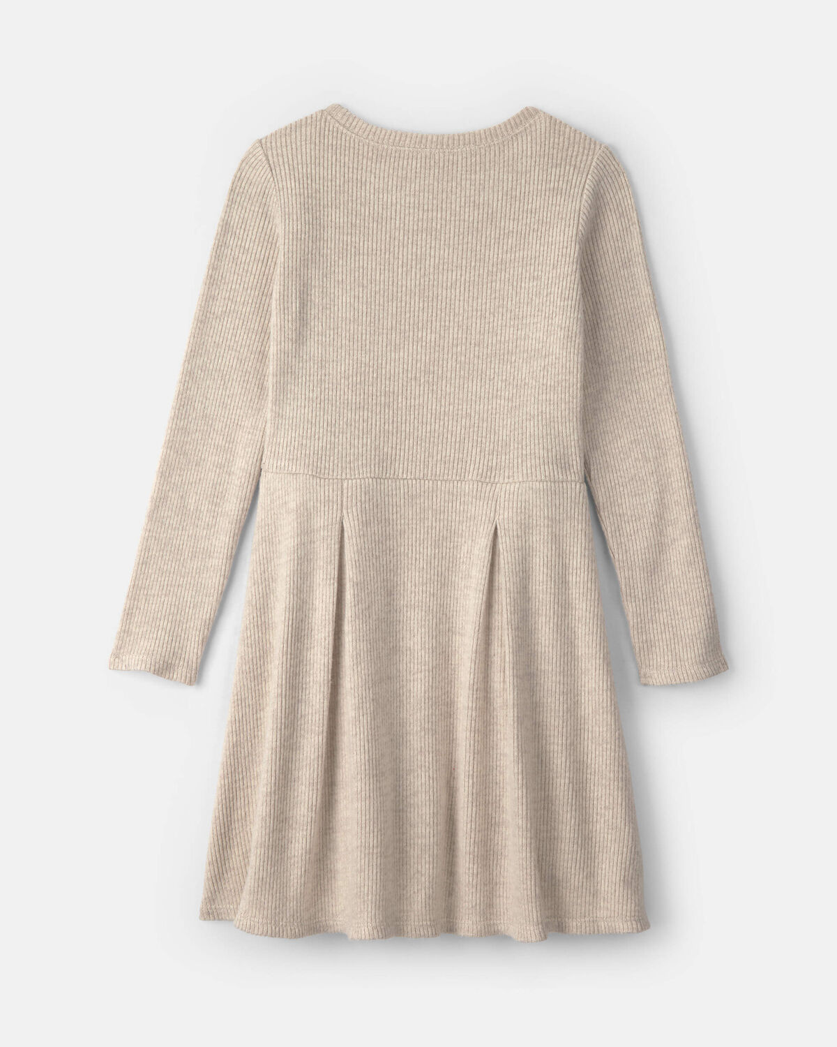 Girls Long-Sleeve Rib Dress - Cream - Image 2