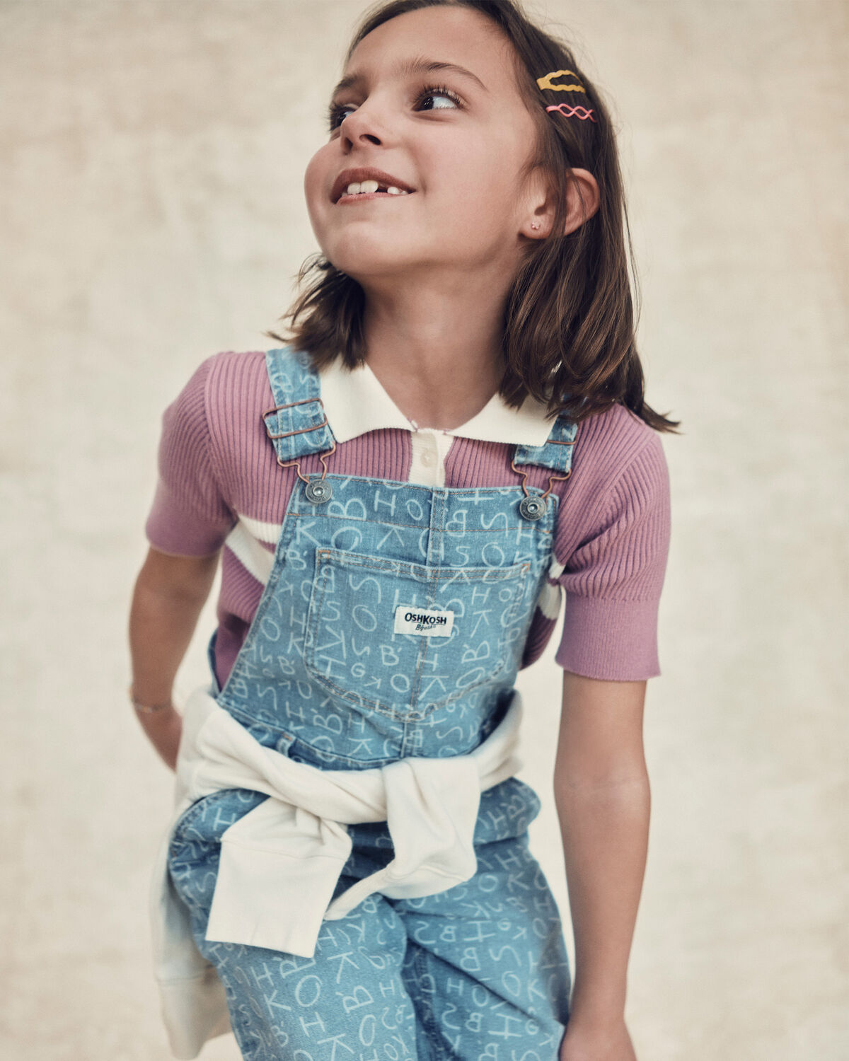 Girls Striped Polo Shirt - Purple - Image 2