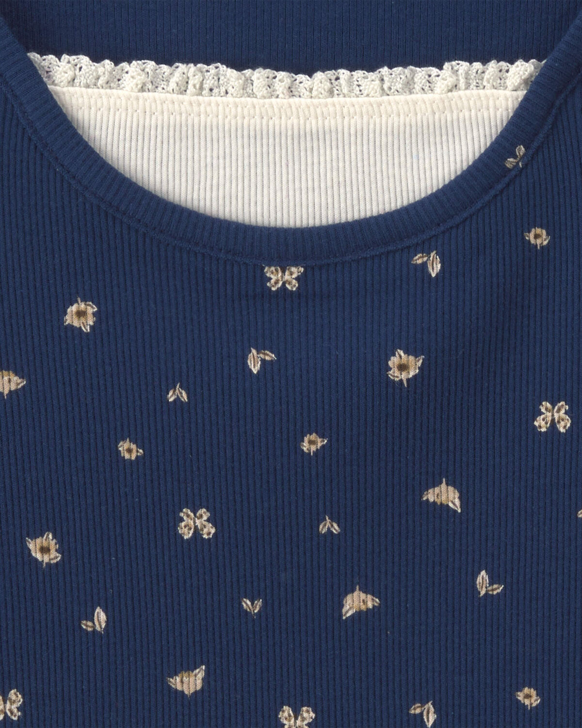 Girls Floral Long-Sleeve Top - Navy Blue - Image 2