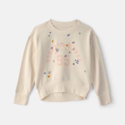 Girls 'OshKosh' Floral French Terry Pullover Sweatshirt - Cream
