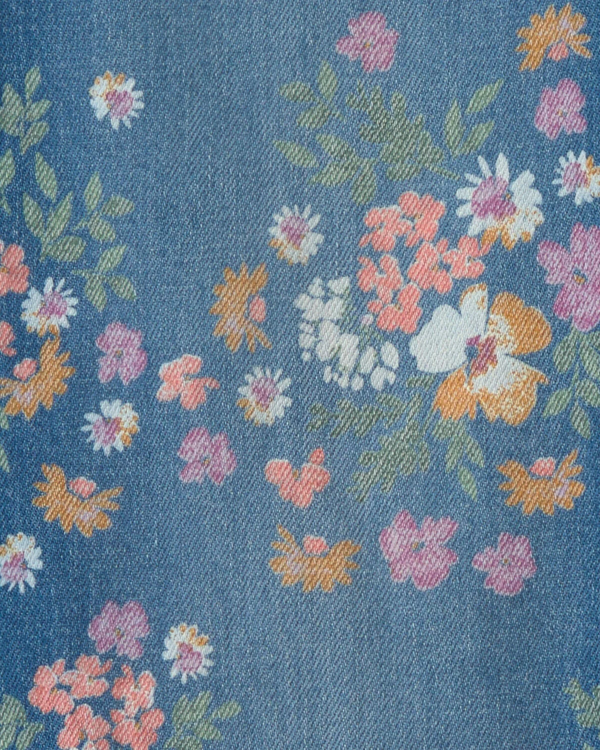 Girls Floral Denim Wide-Leg Jeans - Medium Wash - Image 3