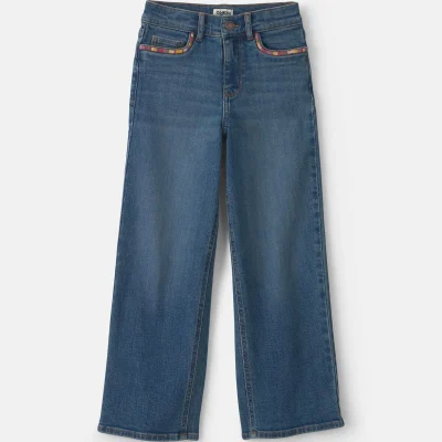 Girls Denim Wide-Leg Jeans - Medium Wash