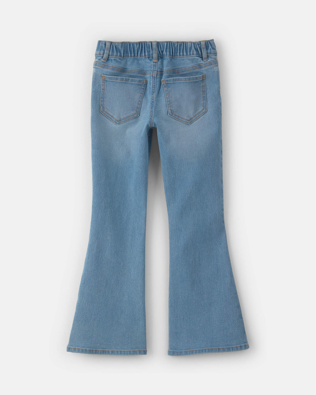 Girls Floral Denim Flare Jeans - Light Wash - Image 6